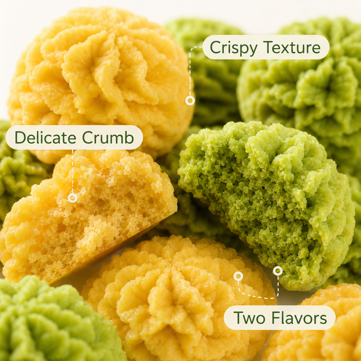 Premium Assorted Butter Flower Cookies - 4.4 lbs Mega Value Stock-Up Bulk Pack, Melt-in-Your-Mouth Matcha & Original Shortbread