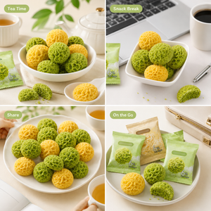Flower-Shaped Butter Cookies,Original Flavor and Matcha flavor,Mixed flavor,10.58oz