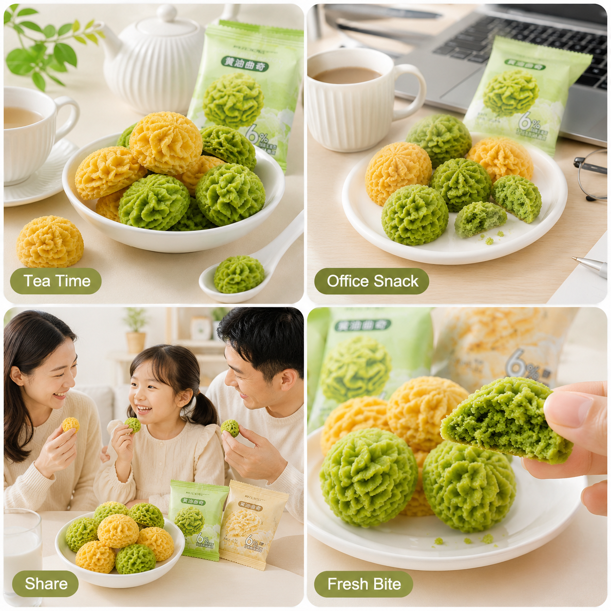 Premium Assorted Butter Flower Cookies - 4.4 lbs Mega Value Stock-Up Bulk Pack, Melt-in-Your-Mouth Matcha & Original Shortbread