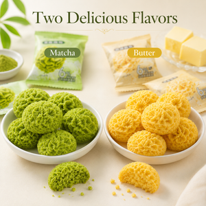 Flower-Shaped Butter Cookies,Original Flavor and Matcha flavor,Mixed flavor,10.58oz