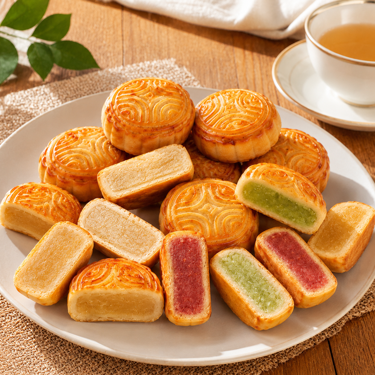 Assorted Fruit Flavor Mini Mooncakes Variety Set - 7.2 lbs Mega Stock-Up Pack, 150 Individually Wrapped Pieces