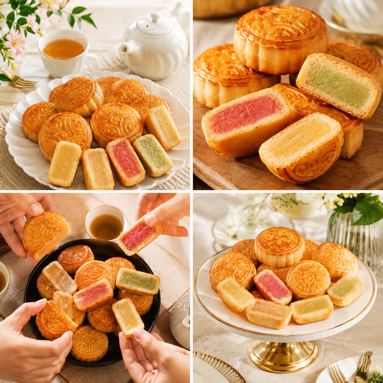 Mixed Fruit Flavor Mooncakes, Various Fruit Fillings, Soft & Sweet Pastries,11.81oz