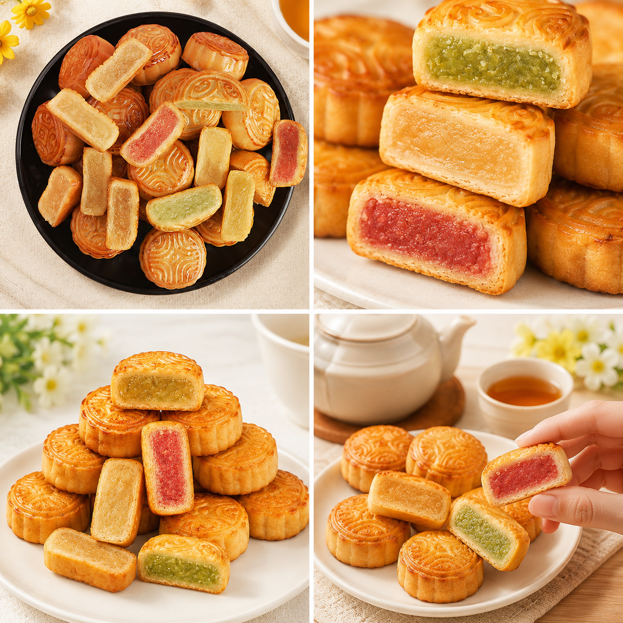Assorted Fruit Flavor Mini Mooncakes Variety Set - 7.2 lbs Mega Stock-Up Pack, 150 Individually Wrapped Pieces