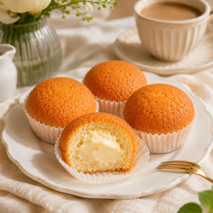 Tiramisu Flavored Sponge Cake Creamy Cheese Center, Soft Fluffy Filled Pastry