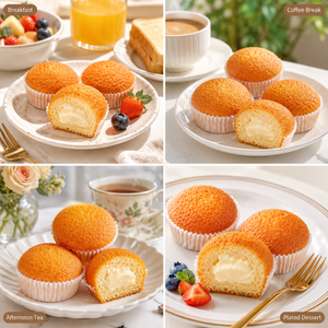 Tiramisu Flavored Sponge Cake Creamy Cheese Center, Soft Fluffy Filled Pastry
