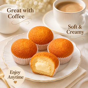 Tiramisu Flavored Sponge Cake Creamy Cheese Center, Soft Fluffy Filled Pastry