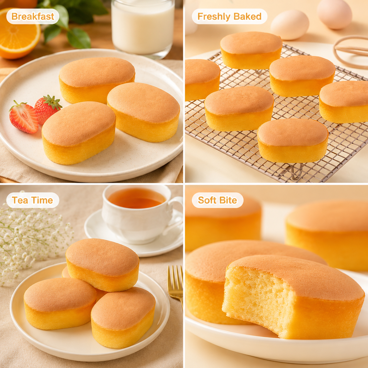Soft-Baked Japanese Style Fluffy Cheese Cakes - 7.3 lbs Mega Stock-Up Bulk Pack, 60 Individually Wrapped Pieces