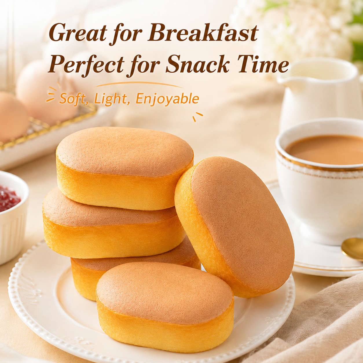 Soft-Baked Japanese Style Fluffy Cheese Cakes - 7.3 lbs Mega Stock-Up Bulk Pack, 60 Individually Wrapped Pieces