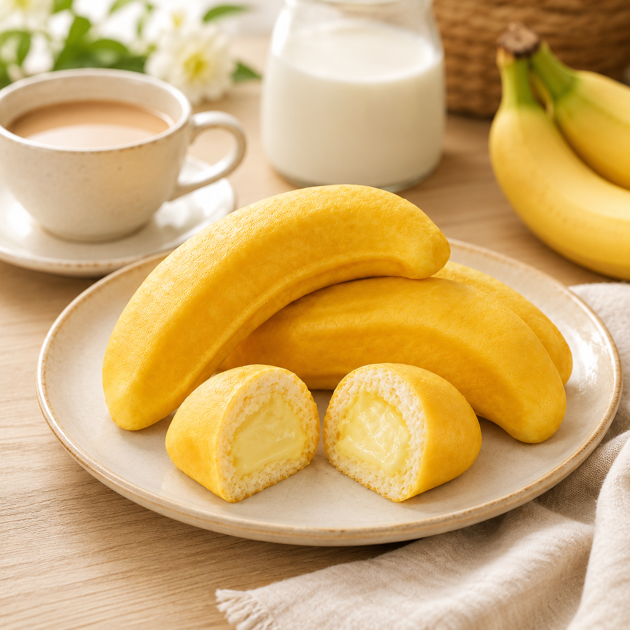 Creative Banana Shaped Custard Cream Cakes - 5.1 lbs Mega Value Stock-Up Bulk Pack, Fluffy Sponge Pastries