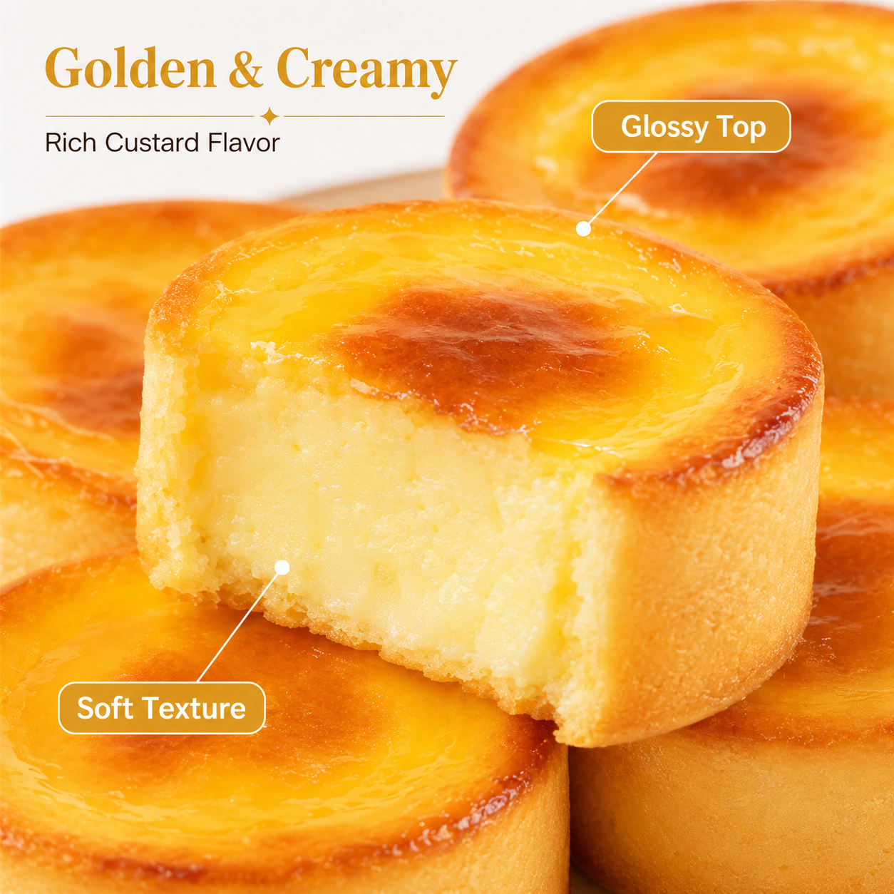 Baked Golden Custard Cream Cakes - 4.9 lbs Mega Stock-Up Bulk Pack, 32 Individually Wrapped Pieces