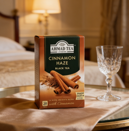 1.41 oz（1Boxed）AHMAD TEA（Yaman Tea）Cinnamon Haze Black tea bags with cinnamon flavor，Christmas Gifts，Christmas Snacks，New Year Snacks，Party Snacks