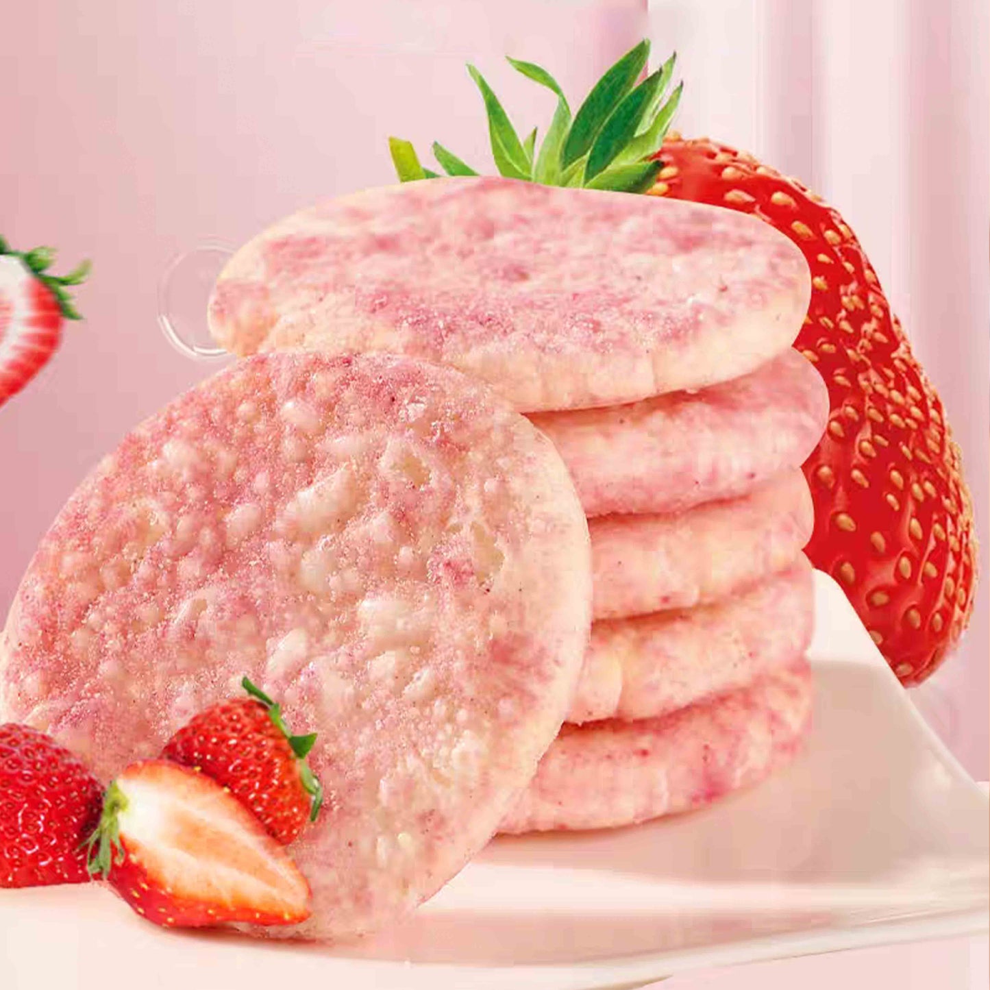 10.98oz [XiaoShuaiCai]"Rice falls in love with berries"Strawberry flavored rice cake,Party Snacks