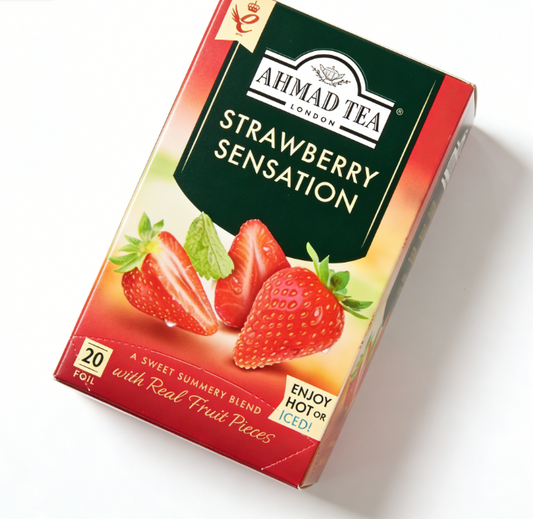1.41 oz（1Boxed）AHMAD TEA（Yaman Tea）Strawberry Sensation Strawberry flavored black tea bags,Christmas Gifts，Christmas Snacks，New Year Snacks，Party Snacks