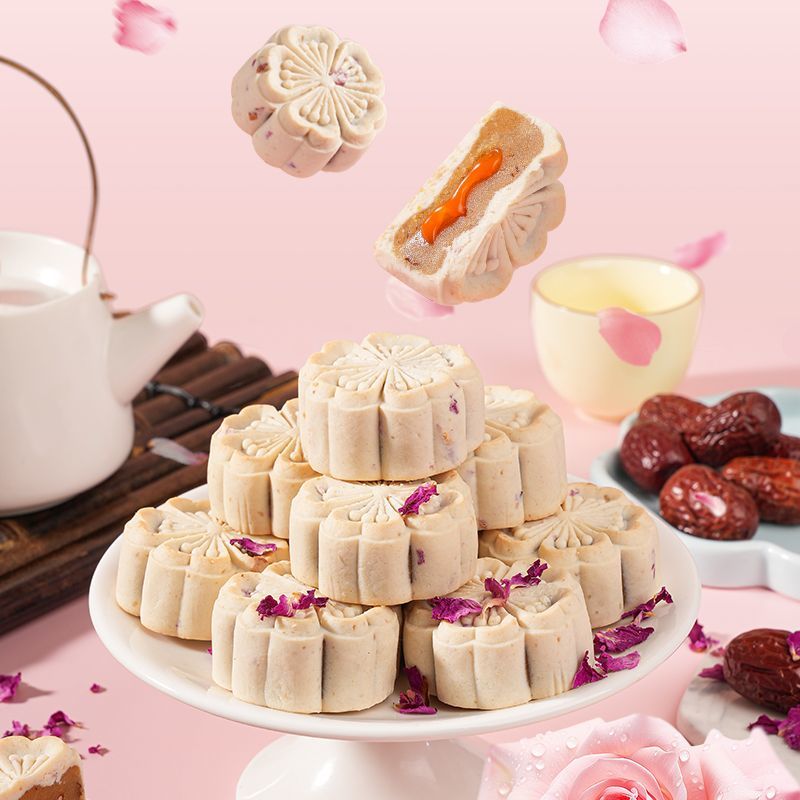 11.84oz/1bag (Includes 8 packages) Rose Heart Seven White Cake,Party Snacks