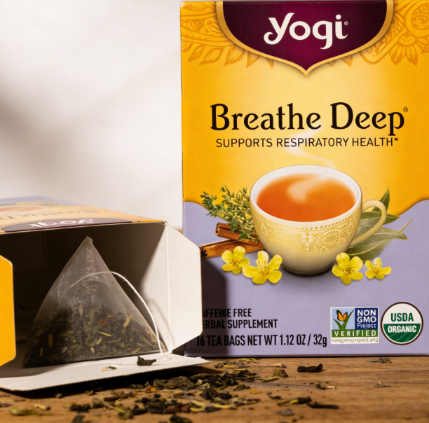 1.13 oz（1Boxed）Yogi  Breathe Deep Herbal Tea，	Christmas Gifts，Christmas Snacks，New Year Snacks，Party Snacks