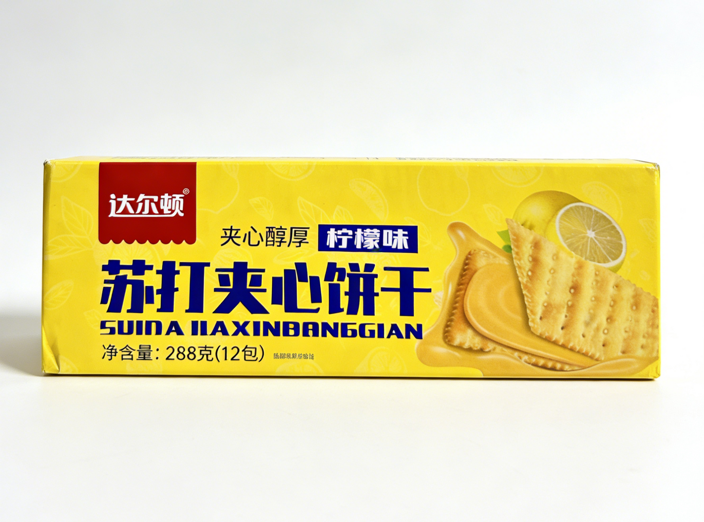12.14oz/1box [Da'erdun] Soda Sandwich Cookies Lemon Flavor