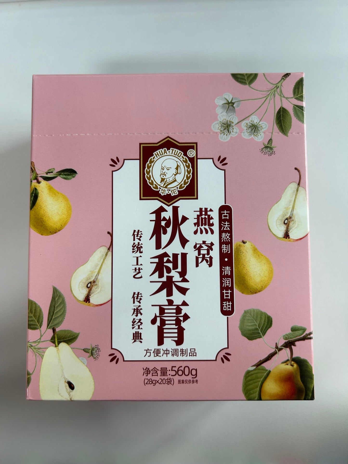 1.36LB/1boxed(Includes 20 packages) [Huatuo] Bird's Nest Autumn Pear Syrup,Party Snacks