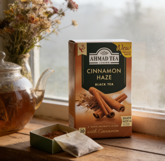 1.41 oz（1Boxed）AHMAD TEA（Yaman Tea）Cinnamon Haze Black tea bags with cinnamon flavor，Christmas Gifts，Christmas Snacks，New Year Snacks，Party Snacks