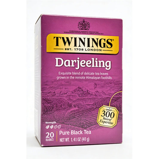 1.41oz，1Boxed，Twinings Darjeeling Pure Black Tea（20 Bag），Christmas gifts