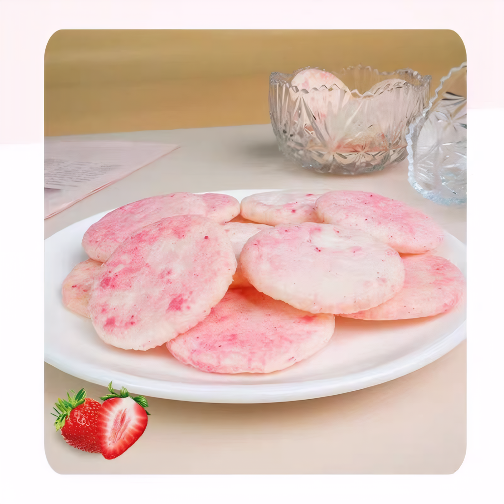 10.98oz [XiaoShuaiCai]"Rice falls in love with berries"Strawberry flavored rice cake,Party Snacks
