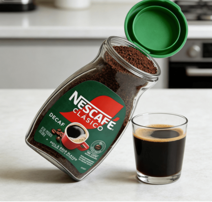 1.10lb(1Bottled)Nestle Nescafe Clasico Decaf（Decaf version）Instant Black Coffee（Dark Roast),Christmas Gifts，Party Snacks