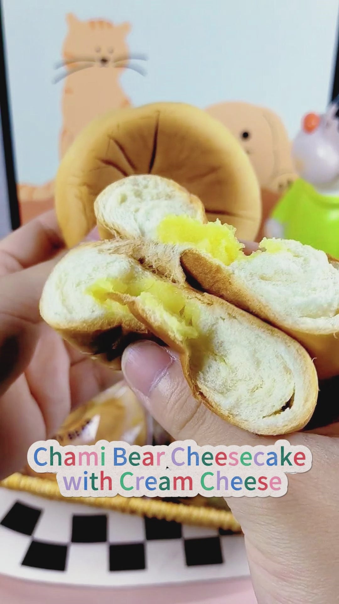 12.56oz/1bag(Includes 5 packages) [Qiamixiong] Stuffed Egg Custard Bread,Soft Bread with a Flowing Creamy Egg Custard Center, Rich, Sweet & Satisfying, Perfect Breakfast or Snack