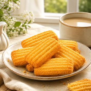 Rich Milky Butter Cookies Crunchy Bite Shortbread Biscuits, Golden Baked Mini Snack Bites