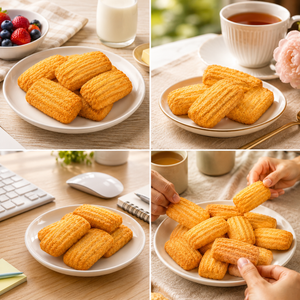 Rich Milky Butter Cookies Crunchy Bite Shortbread Biscuits, Golden Baked Mini Snack Bites