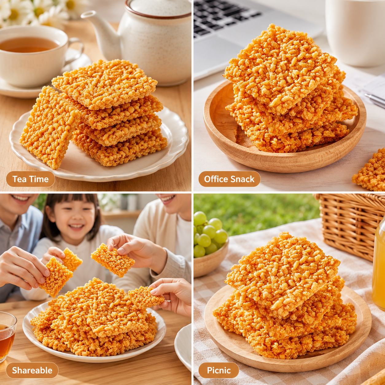 Savory Seafood Flavor Glutinous Rice Crust - 6.2 lbs Mega Value Stock-Up Bulk Pack, Crispy Rice Crackers
